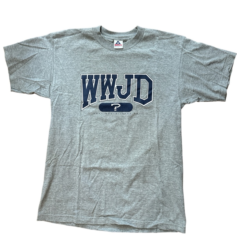 Vintage 1997 WWJD Men’s Grey T-Shirt‎ Size Large “What Would Jesus Do” Y2K